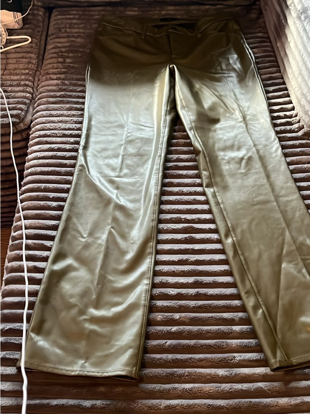 NYDJ Olive Faux Leather Flare Pants